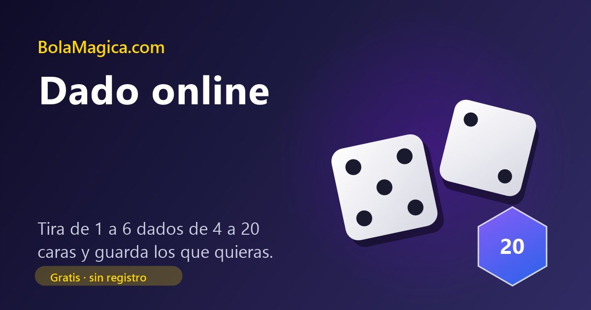 Dos dados blancos con cinco y dos puntos y un dado de veinte caras